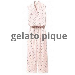 ジェラートピケ(gelato pique)の新品　ジェラートピケ　バイカラーハートサテンオールインワン　サロペット　部屋着(ルームウェア)