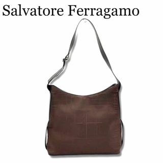 Salvatore Ferragamo - フェラガモ ナイロンキャンバス ショルダーバッグ 肩掛けかばん ブラウン