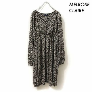 MELROSE claire - MELROSE CLALRE メルローズクレール★花柄 長袖ワンピース ブラック