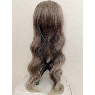 フルウィッグ　ロング　ウィッグ　アッシュ　ホワイト　グラデーション　耐熱　wig(ロングカール)