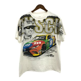 JOE GIBBS RACING NASCAR ナスカー レーシング 半袖Ｔシャツ 全面プリント ホワイト (メンズ XL) 中古 古着 Q5402(Tシャツ/カットソー(半袖/袖なし))