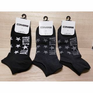 コンバース(CONVERSE)のe福）黒灰）３足）25-27）福助コンバース★靴下アンクルソックス薄手13742(ソックス)