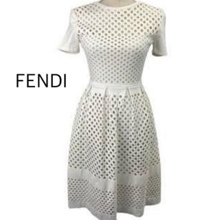 フェンディ(FENDI)のフェンディ   FENDI ホワイトワンピース 白(ひざ丈ワンピース)