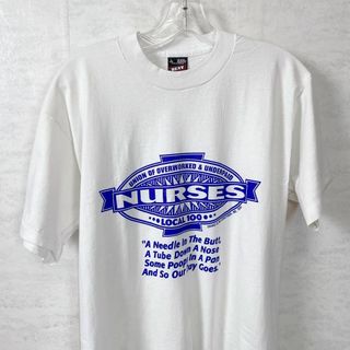 メイドインUSA　シングルステッチ　白ホワイト　サイズＬ　ビンテージシャツ　古着(Tシャツ/カットソー(半袖/袖なし))