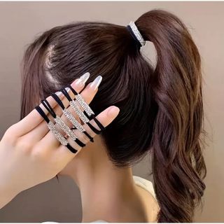 スワロフスキー　キラキラ　髪ゴム 小物 かわいい ヘアアクセサリー ５個セット