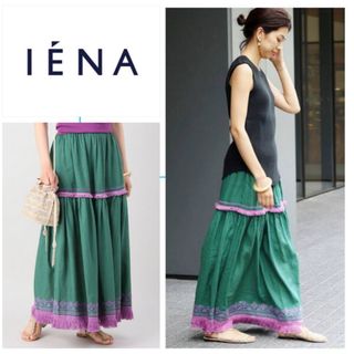 イエナラブークル(IENA LA BOUCLE)の新品　IENA LA BOUCLE 刺繍ギャザースカートリネンロングスカート(ロングスカート)