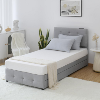 ファブリックベッド シングル 布貼りベッド かわいい木製下収納耐震北欧風おしゃれ(ロフトベッド/システムベッド)