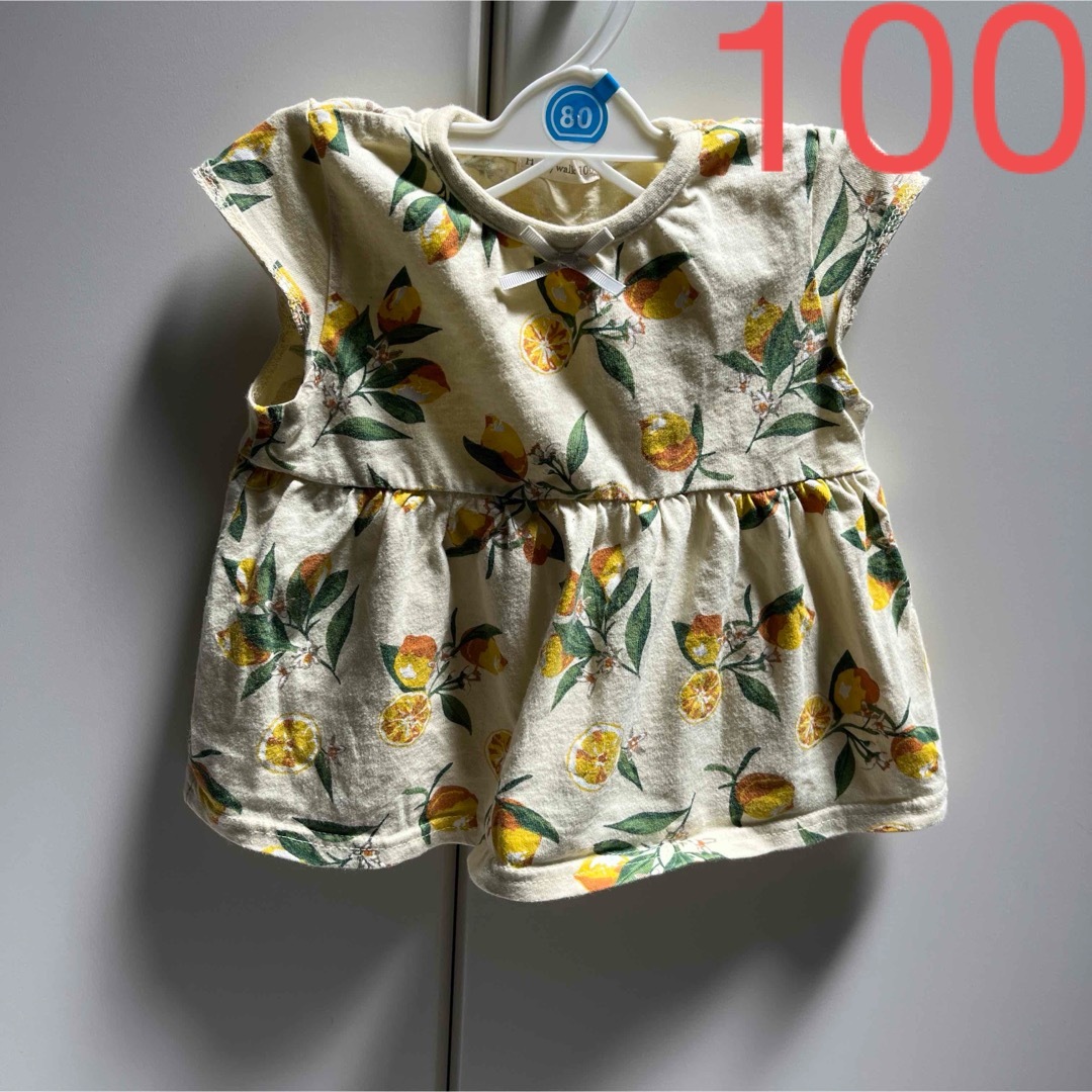 可愛いレモン柄セットアップ100 キッズ/ベビー/マタニティのキッズ服女の子用(90cm~)(Tシャツ/カットソー)の商品写真