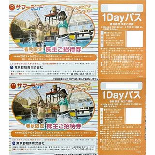 サマーランド　春秋限定1Dayパス2枚　株主優待(遊園地/テーマパーク)