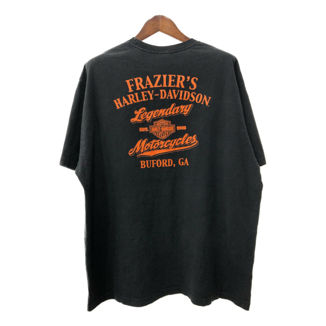 Harley Davidson(ハーレーダビッドソン)の00年代 USA製 HARLEY DAVIDSON ハーレーダビッドソン 半袖Ｔシャツ 大きいサイズ バイク ブラック (メンズ 3XL) 中古 古着 Q5442 メンズのトップス(Tシャツ/カットソー(半袖/袖なし))の商品写真