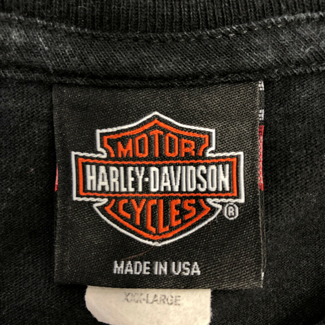 Harley Davidson(ハーレーダビッドソン)の00年代 USA製 HARLEY DAVIDSON ハーレーダビッドソン 半袖Ｔシャツ 大きいサイズ バイク ブラック (メンズ 3XL) 中古 古着 Q5442 メンズのトップス(Tシャツ/カットソー(半袖/袖なし))の商品写真