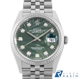 ロレックス(ROLEX)のロレックス デイトジャスト36 10Pダイヤ 126234G グリーン パームモチーフ 5列 ジュビリーブレス ランダム番 メンズ 中古 腕時計(腕時計(アナログ))