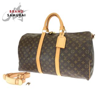 ルイヴィトン(LOUIS VUITTON)の美品 LOUIS VUITTON ルイヴィトン モノグラム キーポル50 ブラウン 茶 ベージュ ゴールド金具 PVC M41426 ボストンバッグ 旅行バッグ レディース 405866 【中古】(ボストンバッグ)