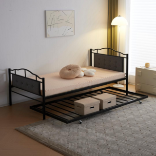 ブラック親子ベッド二段ベッド パイプベッド シングルベッド子供部屋スチール耐震(ロフトベッド/システムベッド)