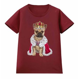 フレンチブルドッグ いぬ 犬 王様 キング 王子様 王冠 Tシャツ レディース(シャツ/ブラウス(半袖/袖なし))