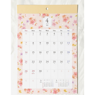 4月始まり フラワー イラスト フレーム 2024年 コンパクトカレンダー A4(カレンダー/スケジュール)