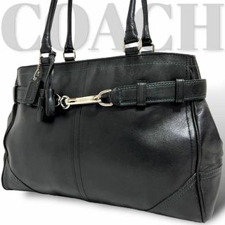 コーチ(COACH)の美品　コーチ　トートバッグ　ショルダーバッグ　レザー　肩掛け　黒　ブラック(トートバッグ)