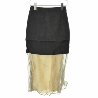 プラダ(PRADA)の【PRADA】P169U Cloth and mesh midi-skirt(ひざ丈スカート)