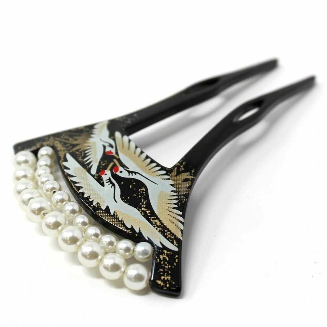 かんざし バチ 髪飾り 簪 パール 鶴 //bui レディースのヘアアクセサリー(ヘアピン)の商品写真