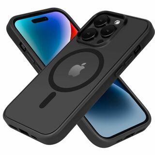 【色:ブラック】iPhone14 Pro Max ケース 半透明 指紋防止 米軍(その他)