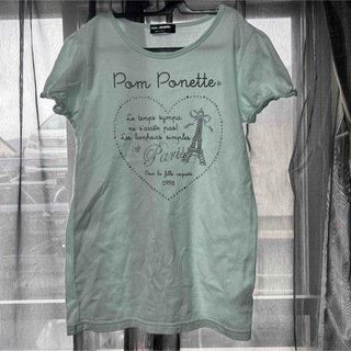 pom ponette - ポンポネット　ミントブルー　半袖Tシャツ　160