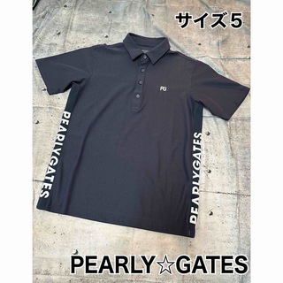 パーリーゲイツ(PEARLY GATES)のパーリーゲイツ　半袖　ポロシャツ　メンズ　サイズ５　ネイビー(ウエア)