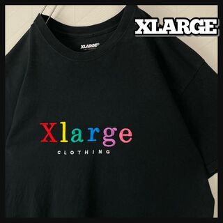 XLARGE - 即完品 希少 エクストララージ Tシャツ カラフル 刺繍ロゴ ゆるだぼ 墨黒