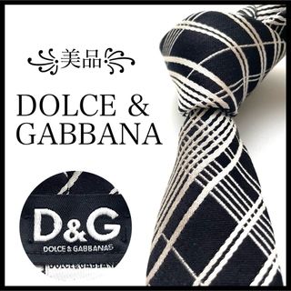 ドルチェアンドガッバーナ(DOLCE&GABBANA)の꧁美品꧂ ドルチェアンドガッバーナ ネクタイ ナロータイ スクエア ブラック(ネクタイ)