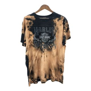 ハーレーダビッドソン(Harley Davidson)のHARLEY DAVIDSON ハーレーダビッドソン タイダイ 半袖Ｔシャツ ブラック (メンズ 2XL) 中古 古着 Q5479(Tシャツ/カットソー(半袖/袖なし))