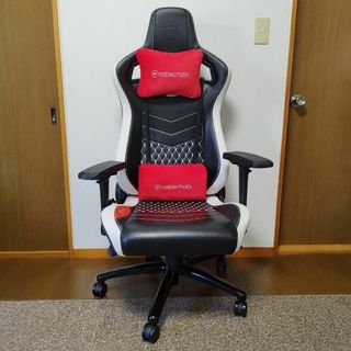 美品 noblechairs EPIC トリコロール 本革 ノーブルチェアーズ(デスクチェア)