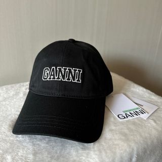 GANNI ガニー キャップ　ロゴ　ブラック　新品(キャップ)