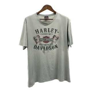 ハーレーダビッドソン(Harley Davidson)のHARLEY DAVIDSON ハーレーダビッドソン ドイツ 半袖Ｔシャツ ライトグレー (メンズ XL) 中古 古着 Q5480(Tシャツ/カットソー(半袖/袖なし))