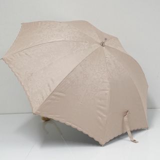 ランバンコレクション(LANVIN COLLECTION)の晴雨兼用日傘 LANVIN COLLECTION ランバンコレクション USED美品 レースフラワー フラワー スカラップ刺繍 ベージュ UV 47cm A0622(傘)