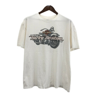 ハーレーダビッドソン(Harley Davidson)のHARLEY DAVIDSON ハーレーダビッドソン 半袖Ｔシャツ バイク ロゴ ホワイト (メンズ XL) 中古 古着 Q5483(Tシャツ/カットソー(半袖/袖なし))