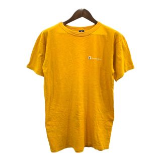 Champion - 90年代 USA製 Champion チャンピオン 半袖Ｔシャツ シングルステッチ ワンポイント イエロー (メンズ L) 中古 古着 Q5484