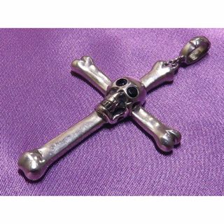 Loree Rodkin Skull Bone Cross CZ Pendant