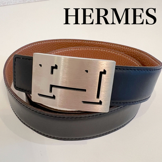 エルメス(Hermes)のエルメス　HERMES ベルト レザー　ブラック　ベージュ　リバーシブル(ベルト)