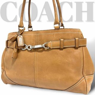 コーチ(COACH)の美品　コーチ　トートバッグ　ショルダーバッグ　レザー　肩掛け　ベージュ(トートバッグ)