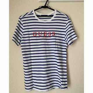 ゲス(GUESS)の【GUESS】ボーダーTシャツ(ブルー)(Tシャツ/カットソー(半袖/袖なし))