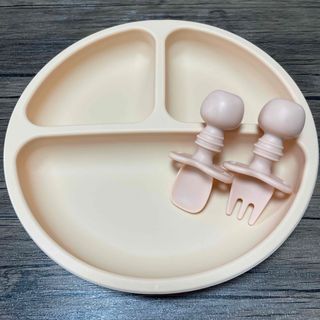 ベビー食器 シリコン 子供 ベビー 皿 ベージュ(食器)