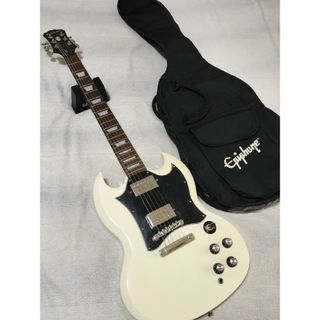 エピフォン(Epiphone)のEpiphone エピフォン SG 白 セットネック 初心者適 ケース付き(エレキギター)