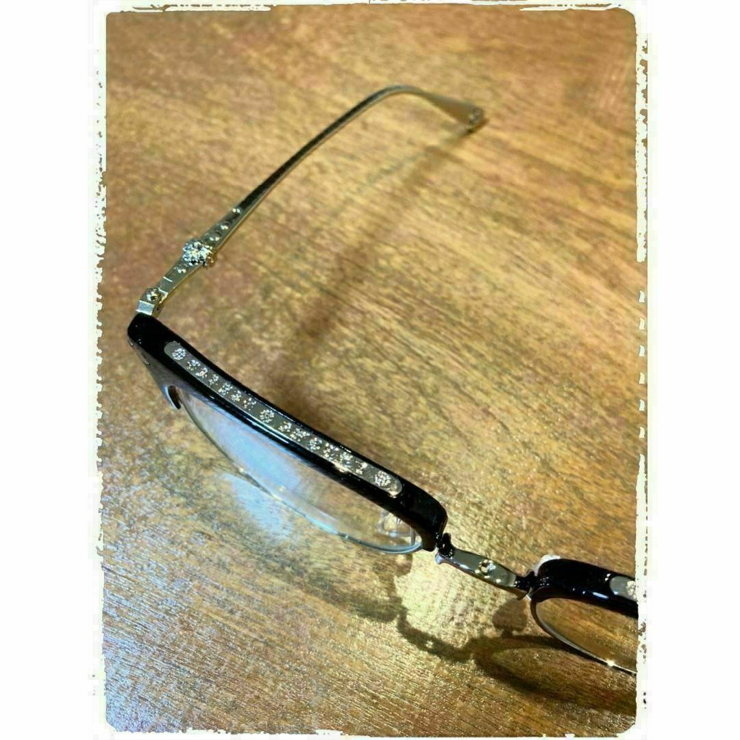 大人気！！ 伊達メガネ クリア サーモントブロー ブラック × シルバー メンズのファッション小物(サングラス/メガネ)の商品写真
