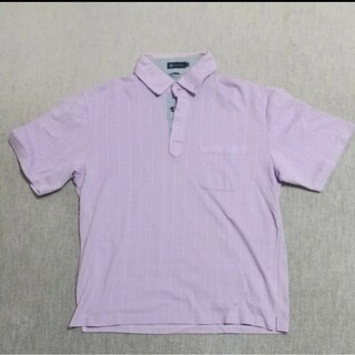 メンズ ポロシャツ LL 紫チェック(ポロシャツ)