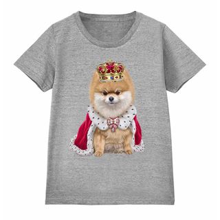 ポメラニアン いぬ 犬 王様 キング 王子様 王冠 Tシャツ レディース メンズ(Tシャツ(半袖/袖なし))