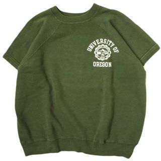 チャンピオン(Champion)のChampion チャンピオン 60s C中ランタグ OREGON ショートスリーブカレッジスウェット Ex-LARGE Olive トレーナー ヴィンテージ オレゴン大学 ラグラン トップス【中古】【Champion】(スウェット)