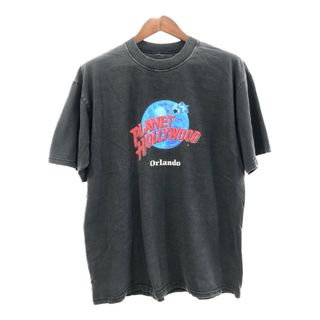 PLANET HOLLYWOOD プラネットハリウッド ロゴ 半袖Ｔシャツ ブラック (メンズ XL相当) 中古 古着 Q5500(Tシャツ/カットソー(半袖/袖なし))