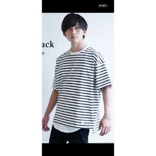 マイノリティ(MinoriTY)の【新品　未使用】　メンズ　ボーダー　Ｔシャツ　ビッグシルエット(Tシャツ/カットソー(半袖/袖なし))