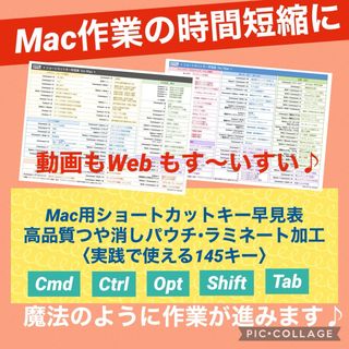 Mac用★ショートカットキー早見表〈高品質つや消しラミネート加工〉♪(その他)