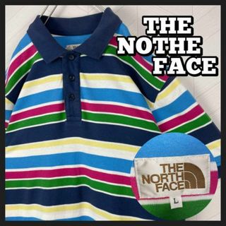 ザノースフェイス(THE NORTH FACE)の超激レア90s ノースフェイス 茶タグ ポロシャツ ボーダー マルチカラー(ポロシャツ)