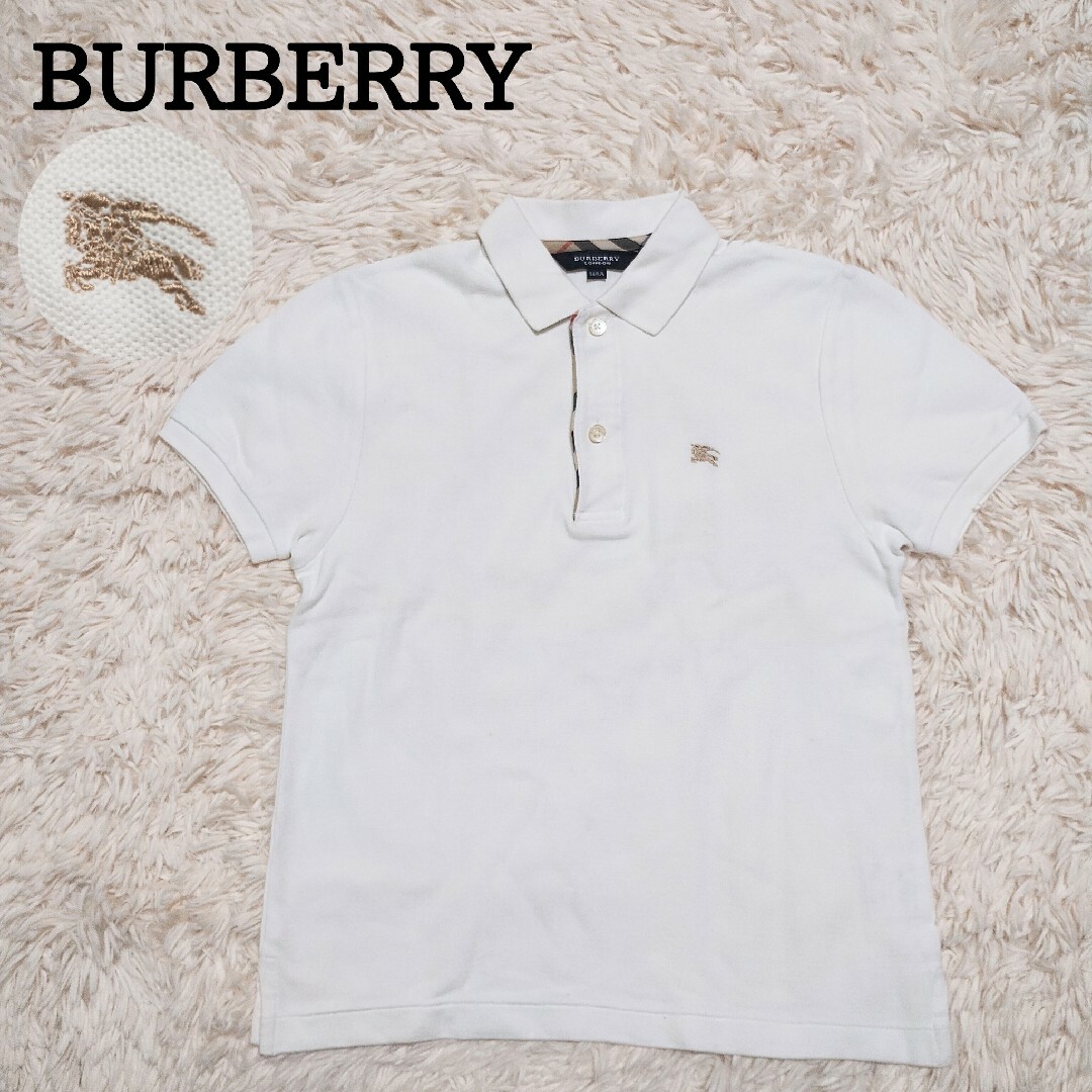 BURBERRY(バーバリー)のBURBERRY　バーバリー　ポロシャツ　ノバチェック　刺繍ロゴ　140　白 キッズ/ベビー/マタニティのキッズ服男の子用(90cm~)(Tシャツ/カットソー)の商品写真